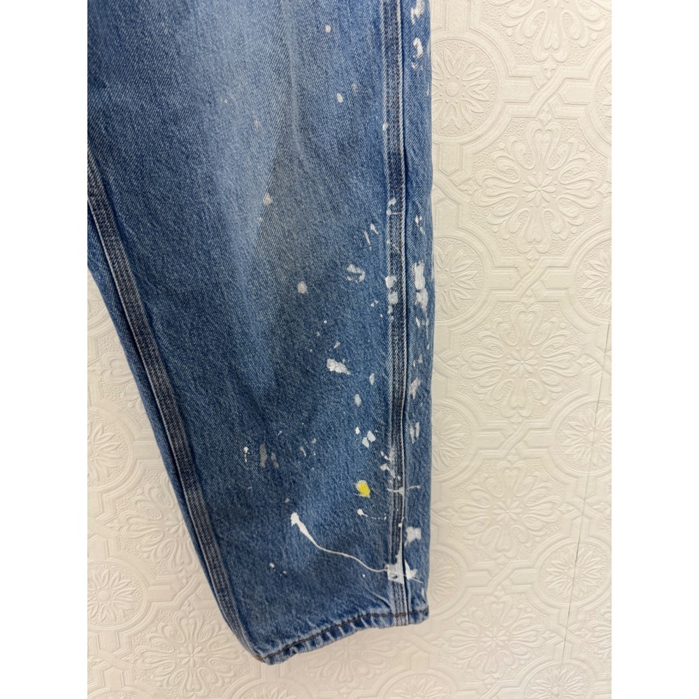 Polo Ralph Lauren Paint Splatter Curved Tapered Leg Jeans Womens Blue High Rise - Picture 6 of 10